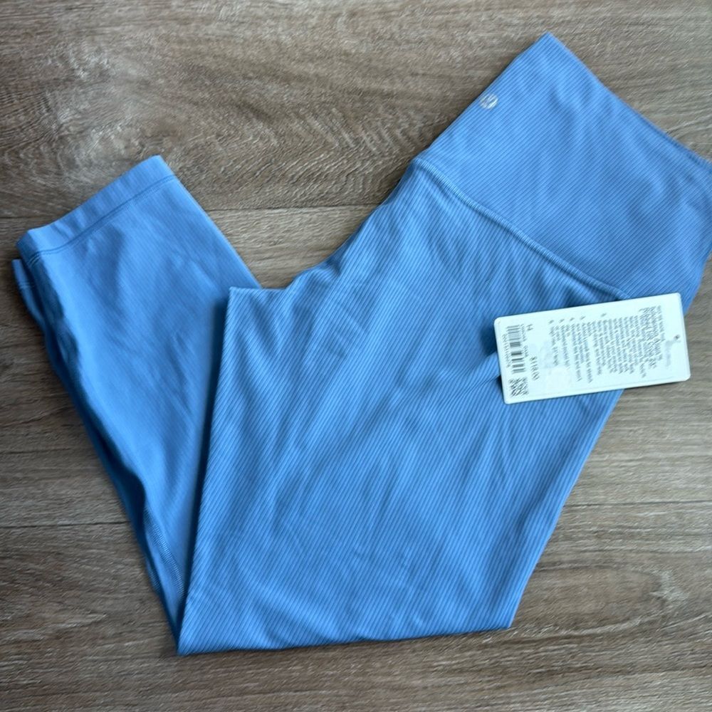 Lululemon Align Ribbed High-Rise Crop 23" oasis  Blue size 14 NWT‎